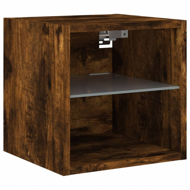 Ścienna szafka TV z LED, przydymiony dąb, 30x28,5x30 cm