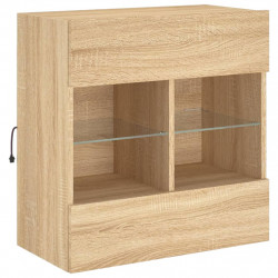 Ścienna szafka TV z LED, dąb sonoma, 58,5x30x60,5 cm