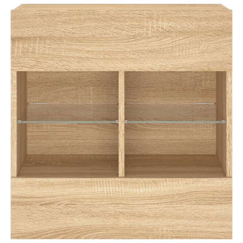 Ścienna szafka TV z LED, dąb sonoma, 58,5x30x60,5 cm