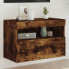 Ścienna szafka TV z LED, przydymiony dąb, 60x30x40 cm