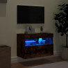 Ścienna szafka TV z LED, przydymiony dąb, 60x30x40 cm