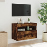 Ścienna szafka TV z LED, przydymiony dąb, 60x30x40 cm