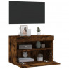 Ścienna szafka TV z LED, przydymiony dąb, 60x30x40 cm