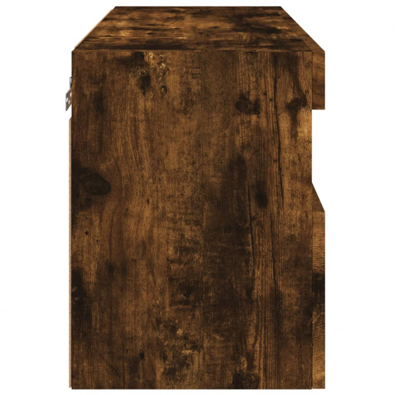 Ścienna szafka TV z LED, przydymiony dąb, 60x30x40 cm