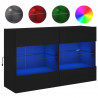 Ścienna szafka TV z LED, czarna, 98,5x30x60,5 cm