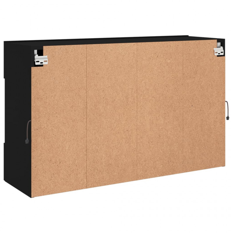 Ścienna szafka TV z LED, czarna, 98,5x30x60,5 cm