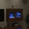 Ścienna szafka TV z LED, brązowy dąb, 78,5x30x60,5 cm