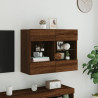 Ścienna szafka TV z LED, brązowy dąb, 78,5x30x60,5 cm