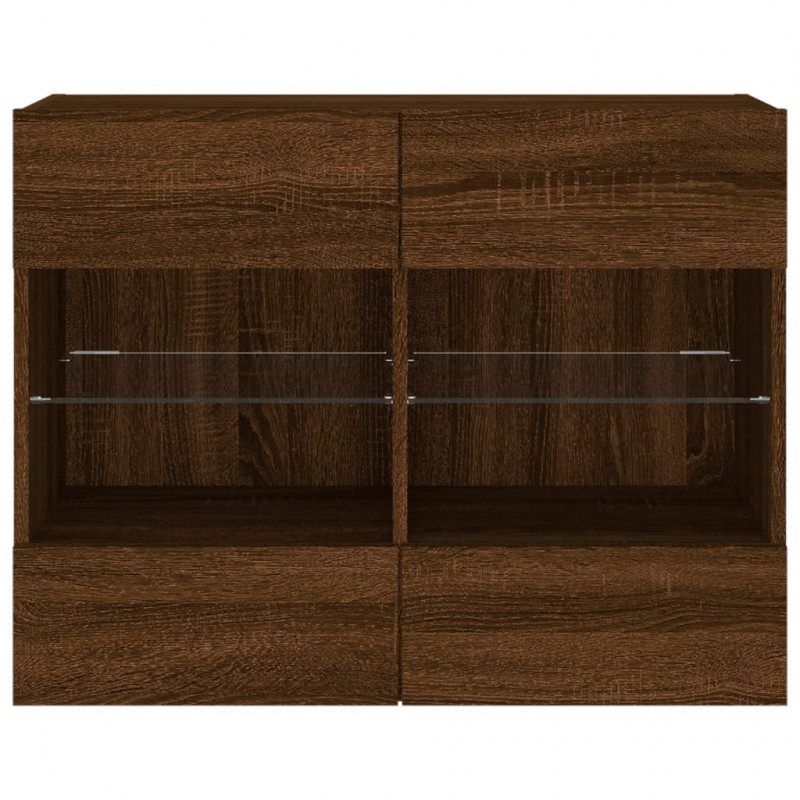 Ścienna szafka TV z LED, brązowy dąb, 78,5x30x60,5 cm