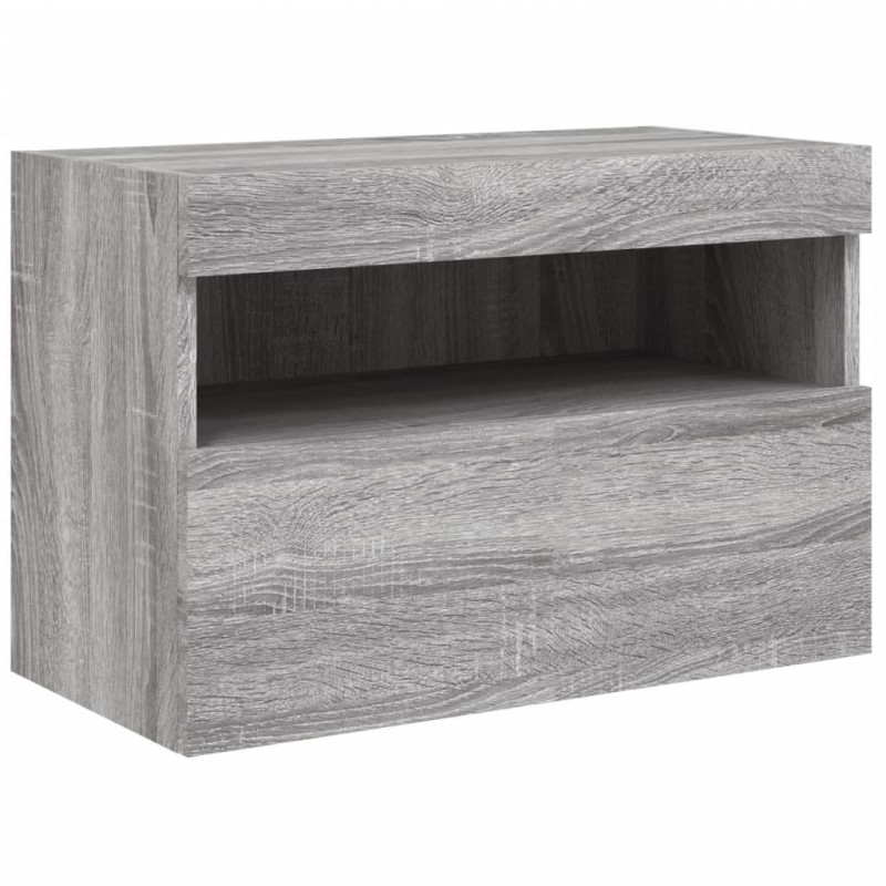 Ścienna szafka TV z LED, szary dąb sonoma, 60x30x40 cm