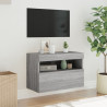 Ścienna szafka TV z LED, szary dąb sonoma, 60x30x40 cm