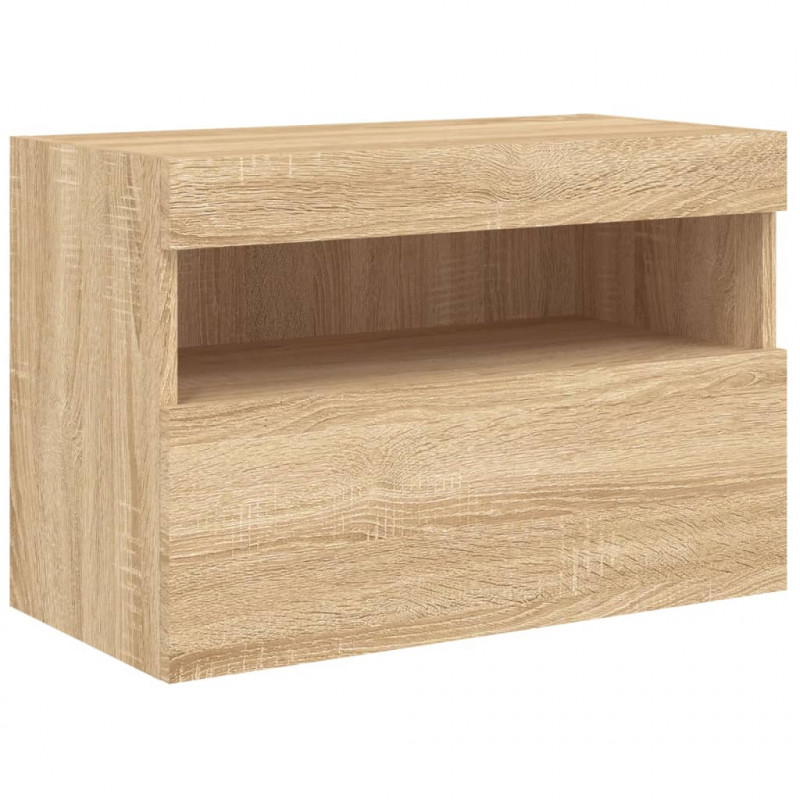 Ścienna szafka TV z LED, dąb sonoma, 60x30x40 cm