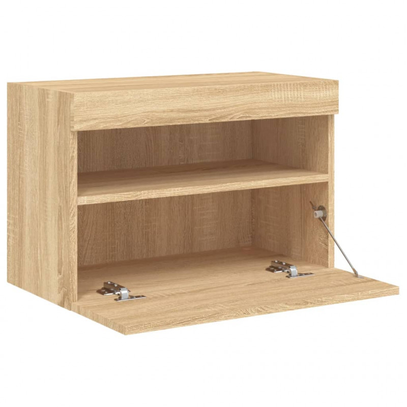 Ścienna szafka TV z LED, dąb sonoma, 60x30x40 cm