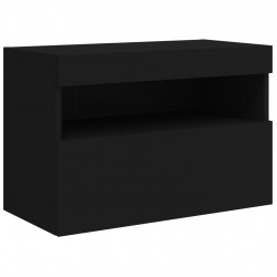 Ścienna szafka TV z LED, czarna, 60x30x40 cm