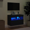 Ścienna szafka TV z LED, czarna, 60x30x40 cm