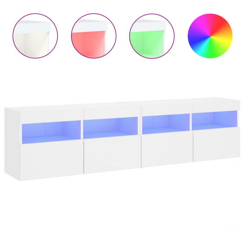 Ścienne szafki TV z LED, 2 szt., białe, 80x30x40 cm
