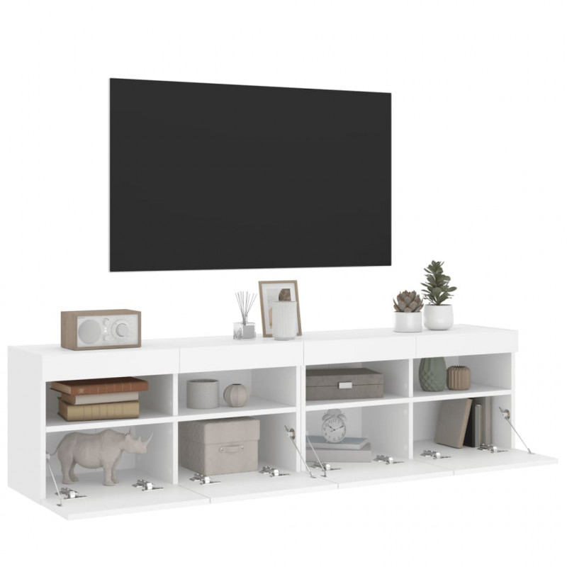 Ścienne szafki TV z LED, 2 szt., białe, 80x30x40 cm