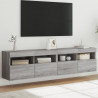 Ścienne szafki TV z LED, 2 szt., szary dąb sonoma, 80x30x40 cm