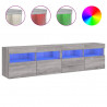 Ścienne szafki TV z LED, 2 szt., szary dąb sonoma, 80x30x40 cm