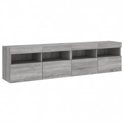 Ścienne szafki TV z LED, 2 szt., szary dąb sonoma, 80x30x40 cm