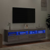 Ścienne szafki TV z LED, 2 szt., szary dąb sonoma, 80x30x40 cm