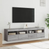 Ścienne szafki TV z LED, 2 szt., szary dąb sonoma, 80x30x40 cm