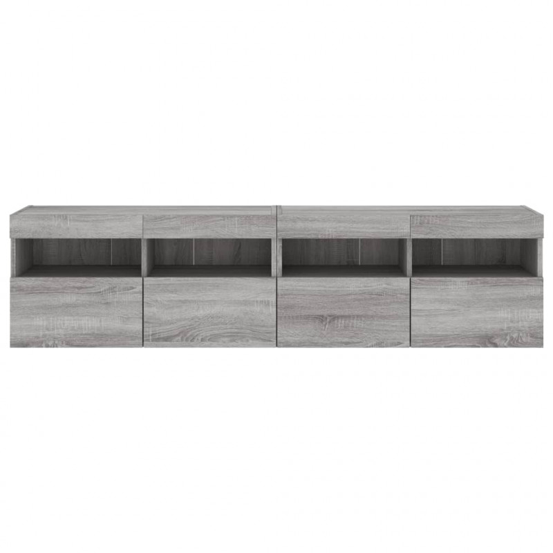 Ścienne szafki TV z LED, 2 szt., szary dąb sonoma, 80x30x40 cm