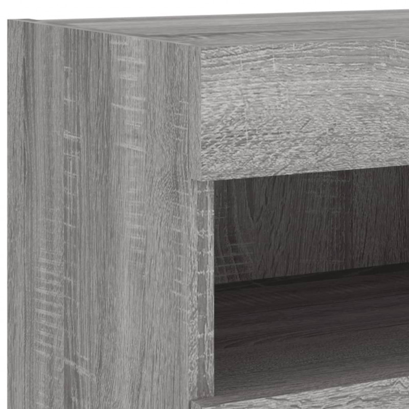 Ścienne szafki TV z LED, 2 szt., szary dąb sonoma, 80x30x40 cm