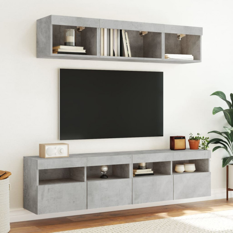 Ścienna szafka TV z LED, szarość betonu, 80x30x40 cm