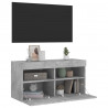 Ścienna szafka TV z LED, szarość betonu, 80x30x40 cm