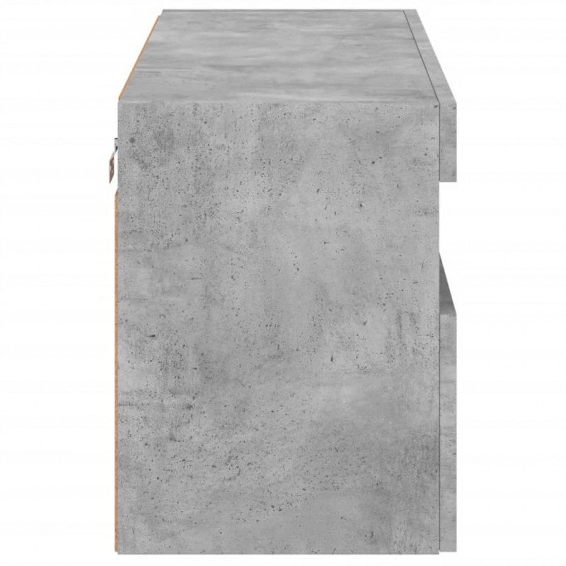 Ścienna szafka TV z LED, szarość betonu, 80x30x40 cm