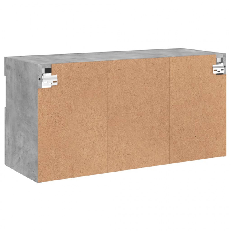 Ścienna szafka TV z LED, szarość betonu, 80x30x40 cm