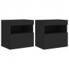 Ścienne szafki TV z LED, 2 szt., czarne, 40x30x40 cm