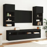 Ścienne szafki TV z LED, 2 szt., czarne, 40x30x40 cm