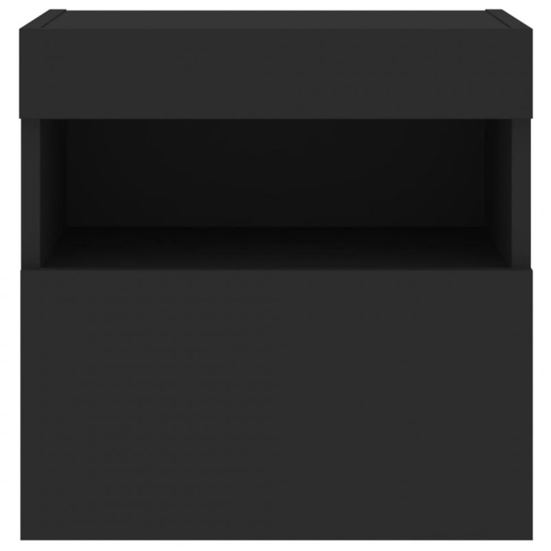 Ścienne szafki TV z LED, 2 szt., czarne, 40x30x40 cm