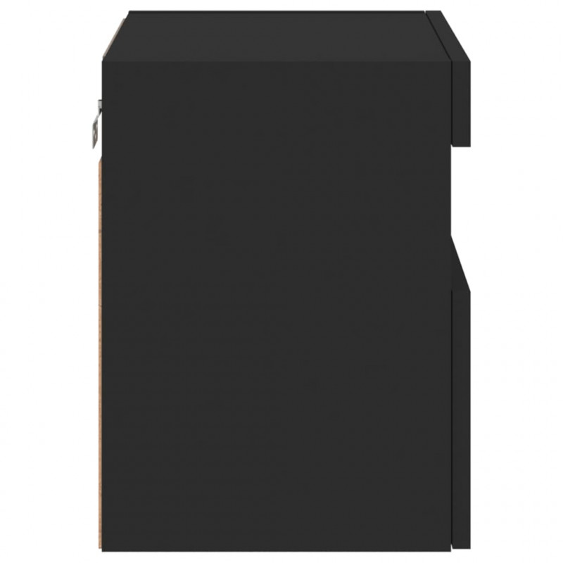 Ścienne szafki TV z LED, 2 szt., czarne, 40x30x40 cm