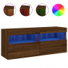 Ścienna szafka TV z LED, brązowy dąb, 100x30x40 cm
