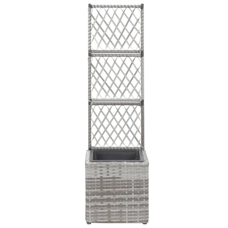 Donica z kratką i 1 wkładem, 30x30x107 cm, polirattan, szara