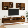 Ścienna szafka TV z LED, brązowy dąb, 100x30x40 cm