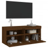 Ścienna szafka TV z LED, brązowy dąb, 100x30x40 cm