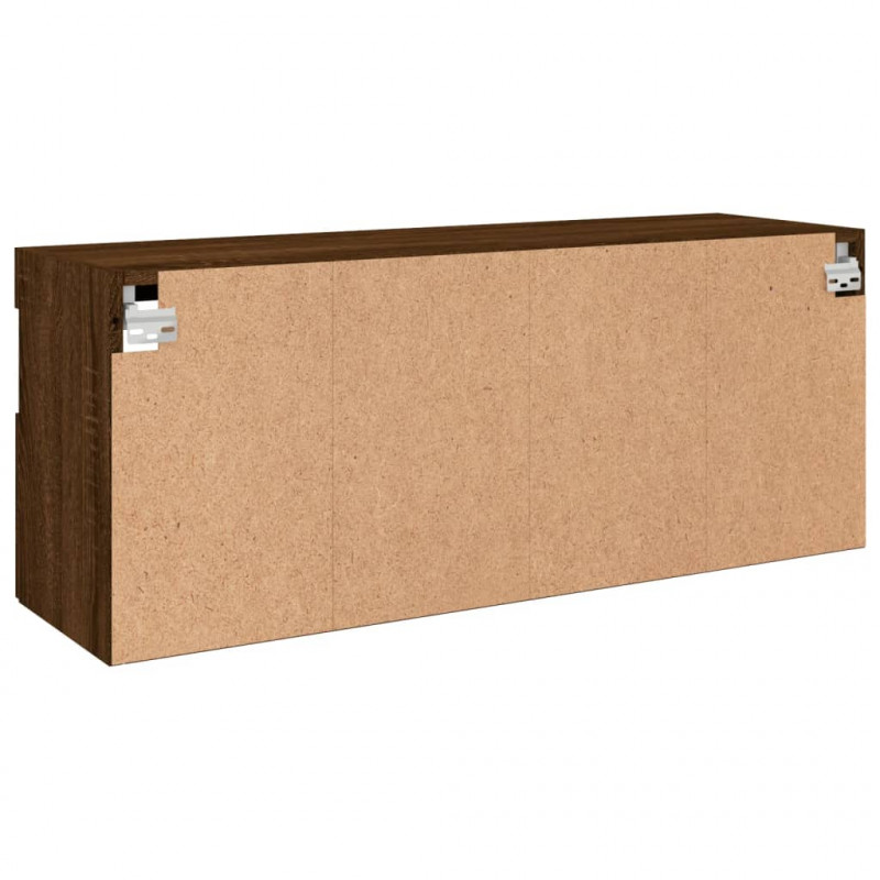 Ścienna szafka TV z LED, brązowy dąb, 100x30x40 cm