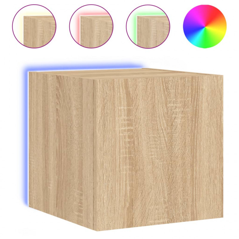 Ścienna szafka TV z LED, dąb sonoma, 30,5x35x30 cm