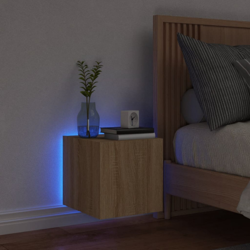 Ścienna szafka TV z LED, dąb sonoma, 30,5x35x30 cm