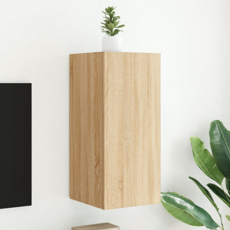 Ścienna szafka TV z LED, dąb sonoma, 30,5x35x70 cm