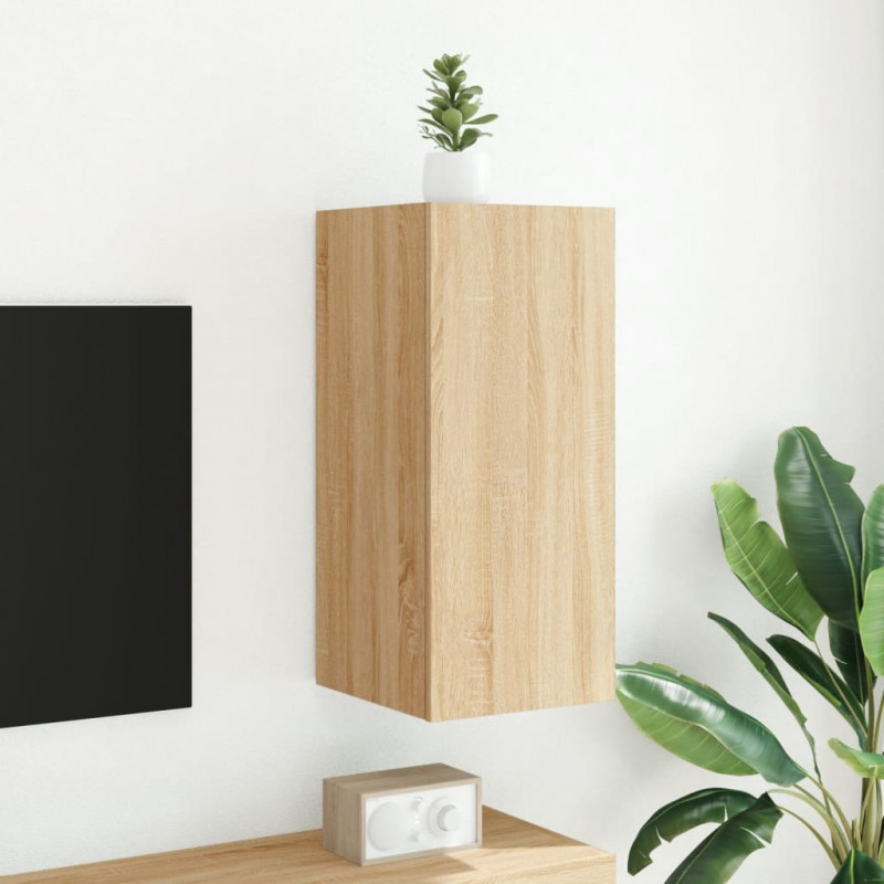 Ścienna szafka TV z LED, dąb sonoma, 30,5x35x70 cm