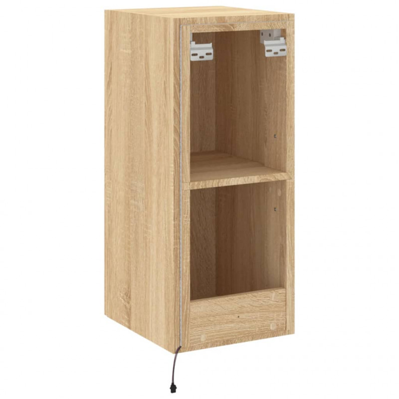 Ścienna szafka TV z LED, dąb sonoma, 30,5x35x70 cm