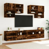 Ścienna szafka TV z LED, przydymiony dąb, 100x30x40 cm