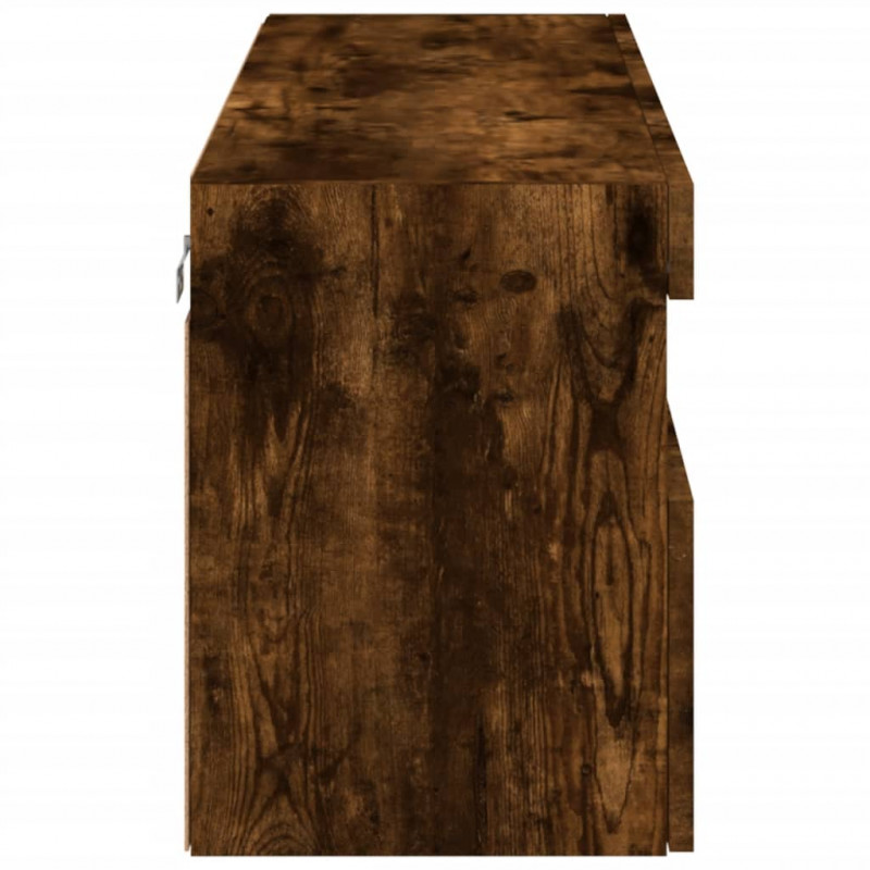 Ścienna szafka TV z LED, przydymiony dąb, 100x30x40 cm