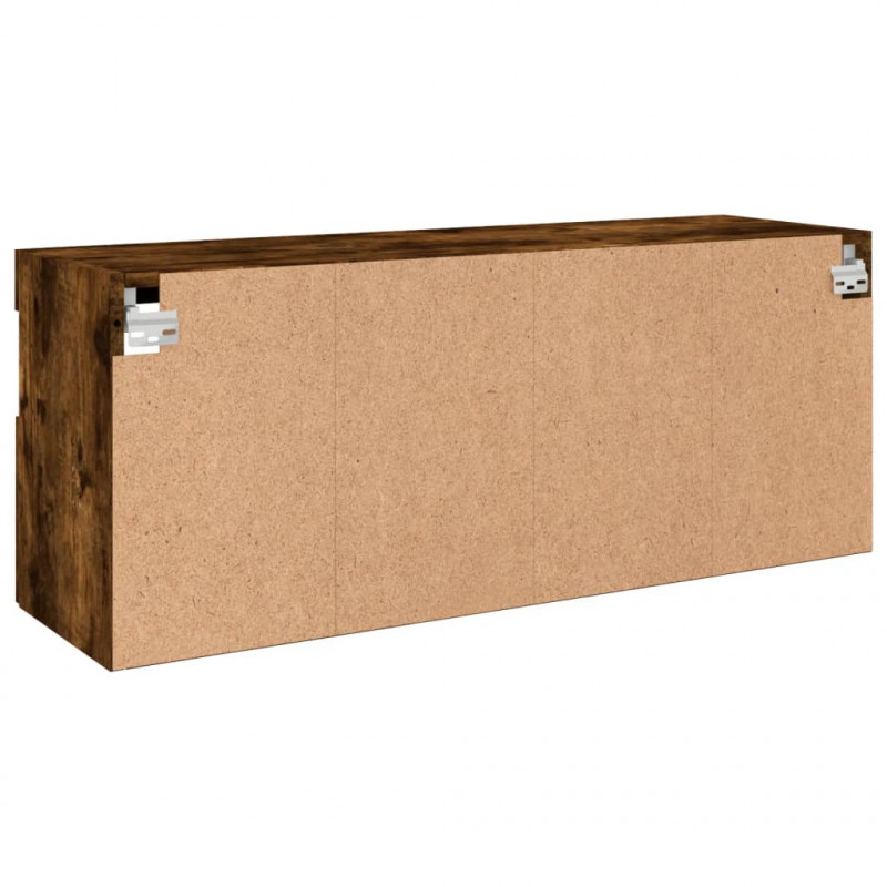 Ścienna szafka TV z LED, przydymiony dąb, 100x30x40 cm