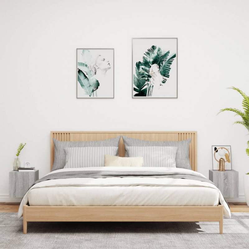 Ścienne szafki TV z LED, 2 szt, szary dąb sonoma, 30,5x35x30 cm